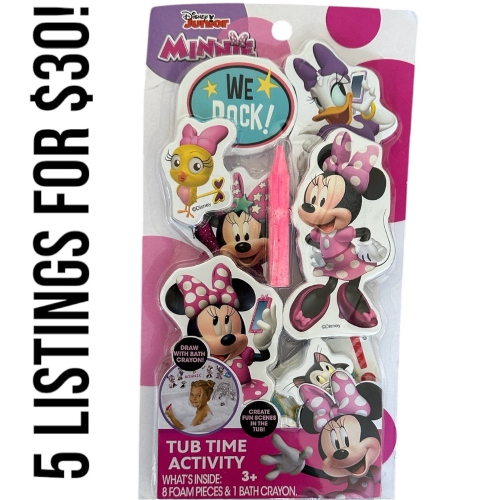 Disney Minnie Mouse 9 Piece Tub Time Activity Set Bath NEW 
Crayon & Foam pieces